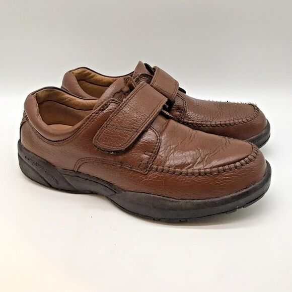 Dr. Comfort Scott 9020 Comfort Shoe Men's 9.5M Brown Leather Low Top Hook & Loop - Picture 1 of 10